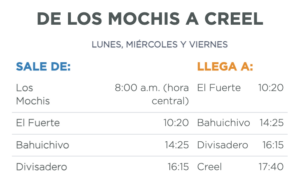 Horarios Los Mochis Creel