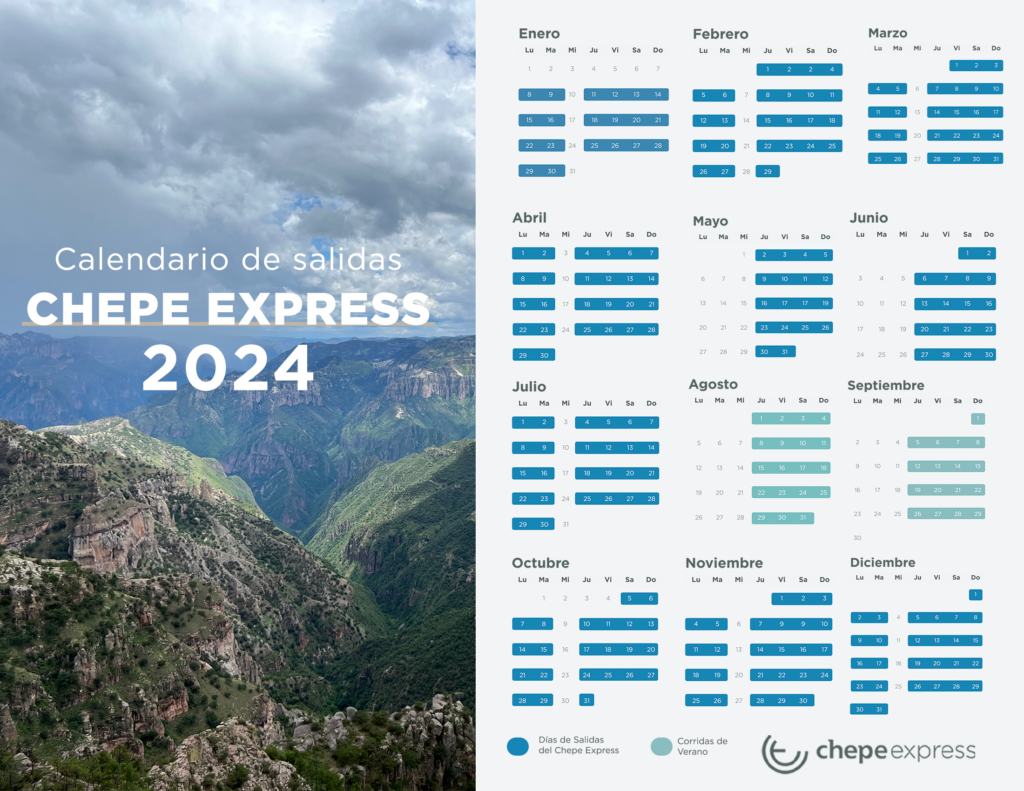 Calendario de salidas 2024 Chepe Express Sitio Web Oficial